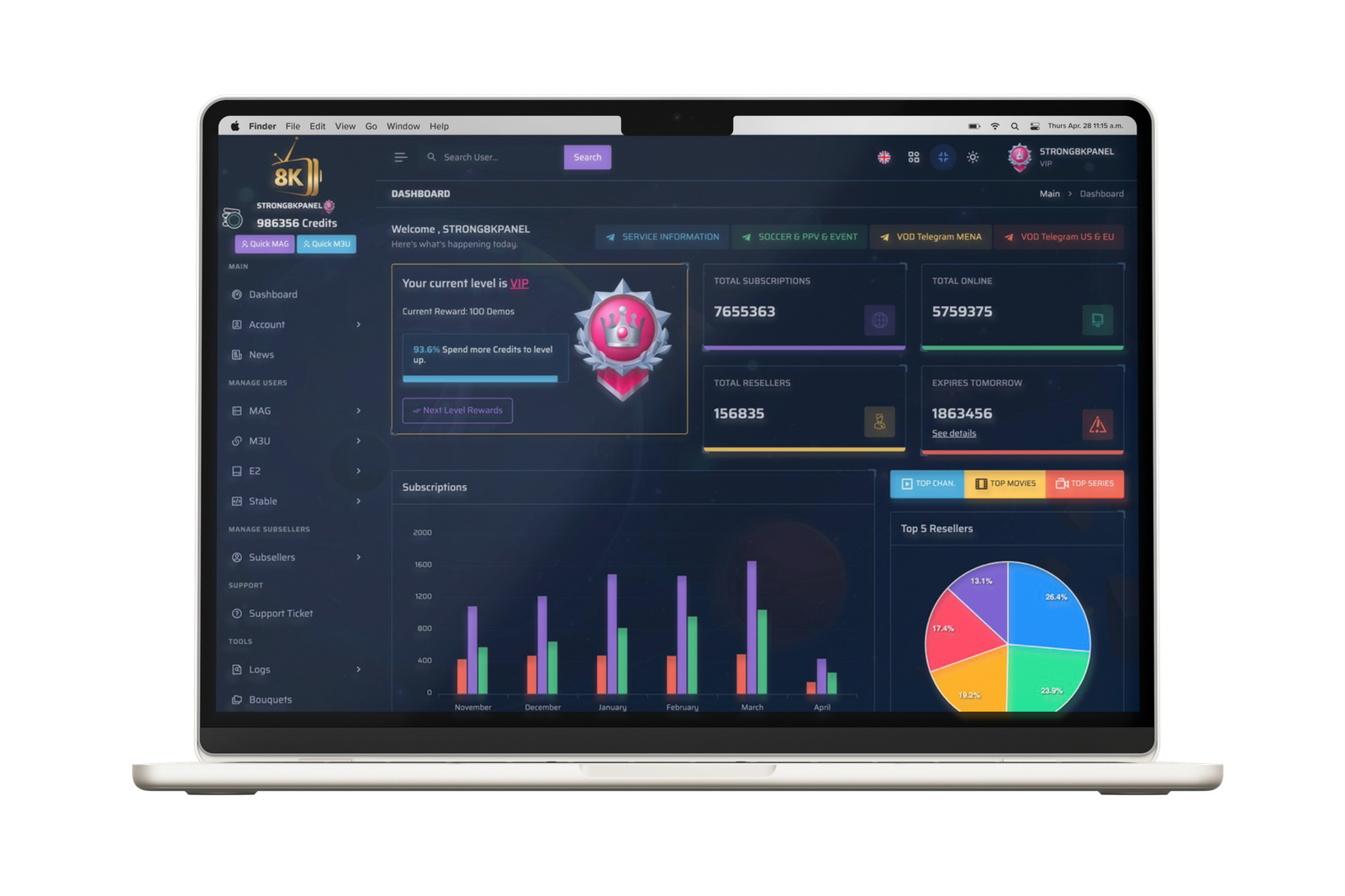 strong 8k iptv reseller panel dashboard